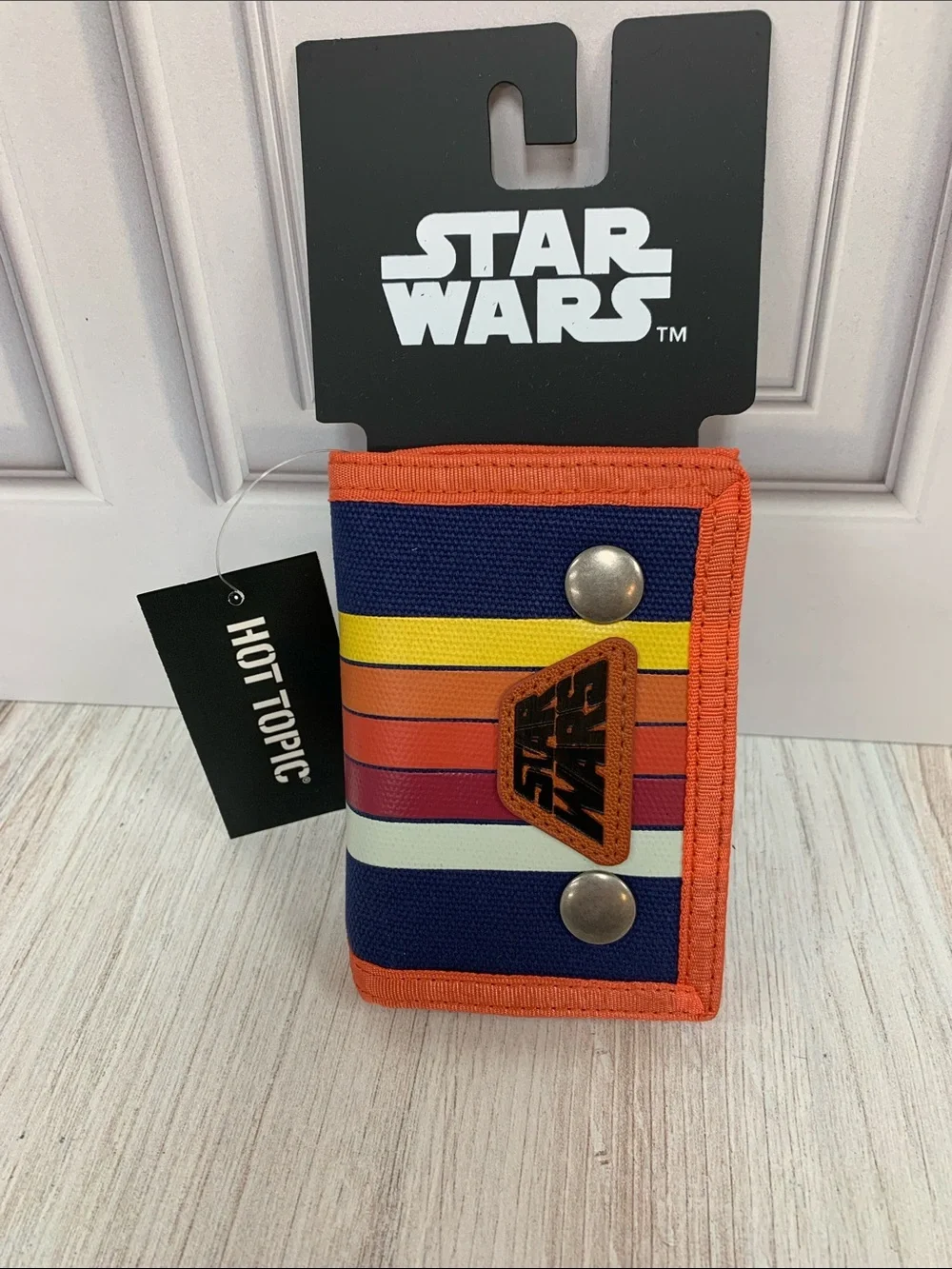 Star Wars Wallet - Navy with Orange Trim and Multicolor Stripe Accents